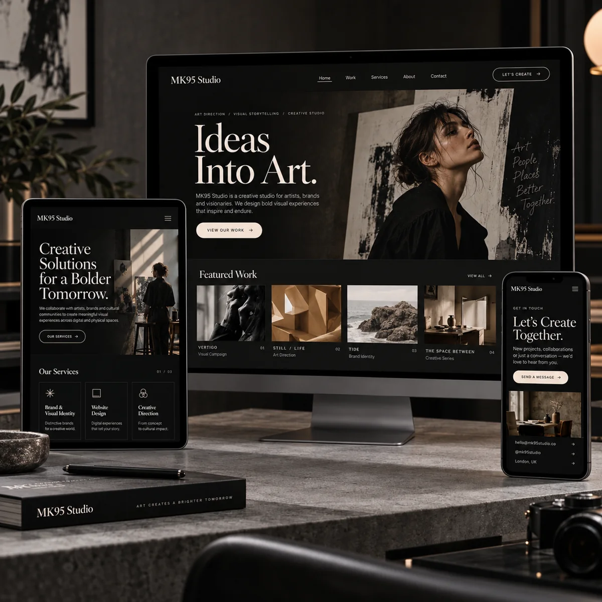 Responsive desktop tablet and phone website design presentation